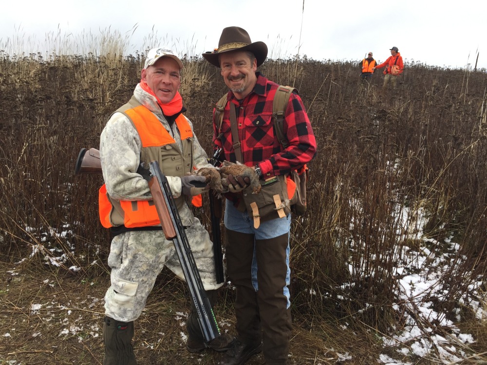 Gary Lewis and Rodney Smith with Hungarian partridges - from the Hungarian Partridge and Pheasants - Double Barrel Ranch photo gallery.